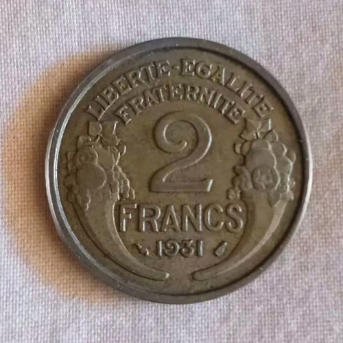 French 2 Francs 1931 coin used, key date