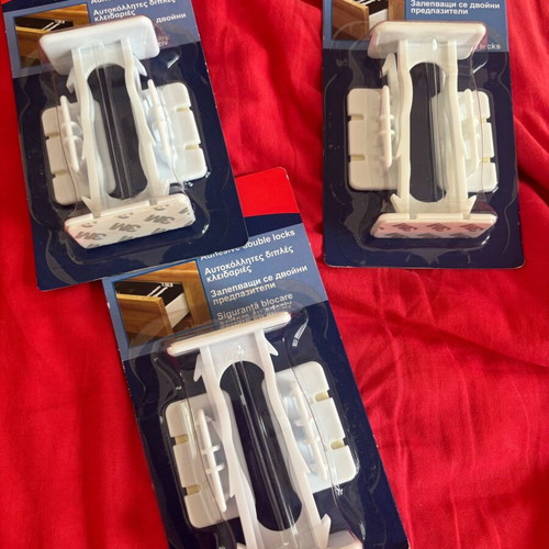 Baby Safe Adhesive Double Locks Pack of 3 New
