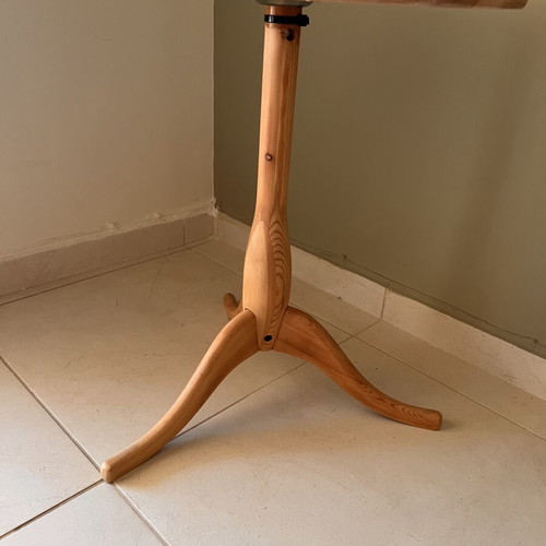 Handmade round rustic solid wood side table