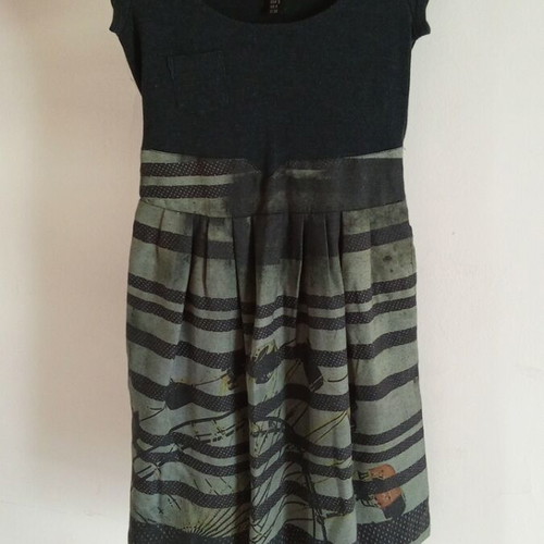Attrattivo mini dress used, grey and green, size S