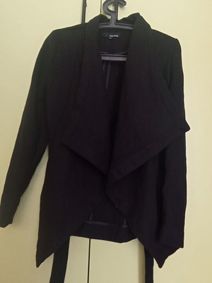 Tally Weijl short coat XS like new, black, long collar, belt