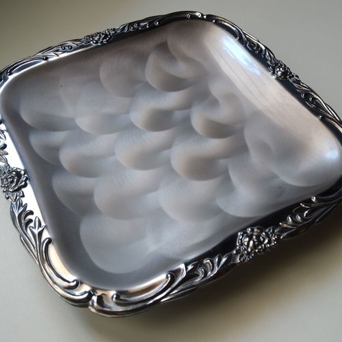 Silver-plated square fondue dish used 20x20cm with handmade finish