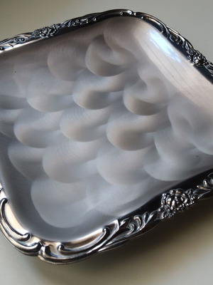 Silver-plated square fondue dish used 20x20cm with handmade finish