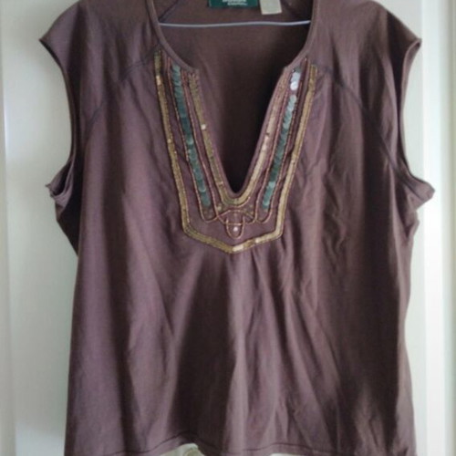 La Redoute women's blouse brown with sequins, like new, size 44/46