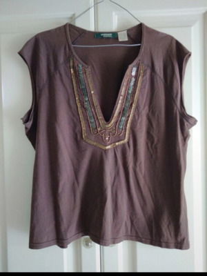 La Redoute women's blouse brown with sequins, like new, size 44/46