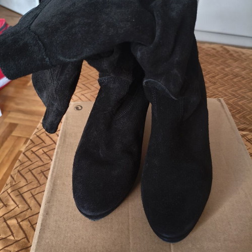 DM ONDAS women's black suede boots size 40, thick heel and platform