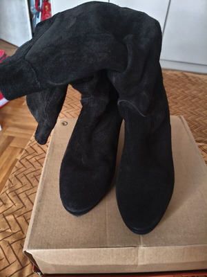DM ONDAS women's black suede boots size 40, thick heel and platform