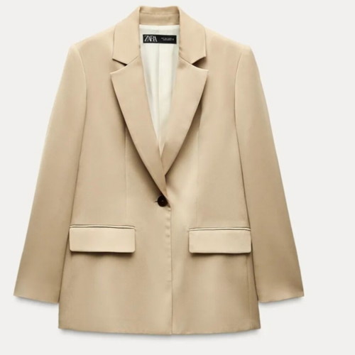 Zara satin jacket medium beige new