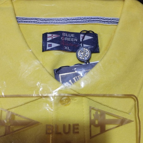 Blue Green men's polo shirt XL new, yellow, 100% cotton