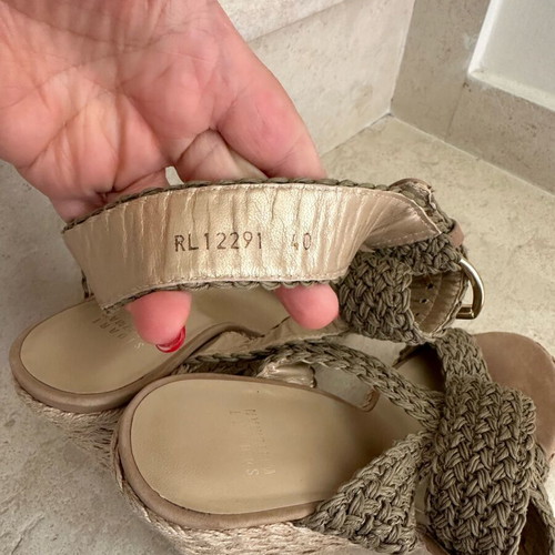 Stuart Weitzman Πέδιλα Πλατφόρμες Khaki Crochet Alex με δέσιμο στον αστράγαλο σαν καινούργιο