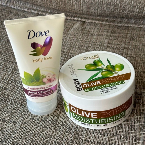 Body cream and hand cream set new with olive extract