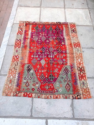 Handmade loom kilim used with beautiful patterns and vivid colors