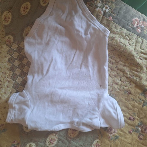 Cotton baby bodysuit white with print, like new, 3-6 months