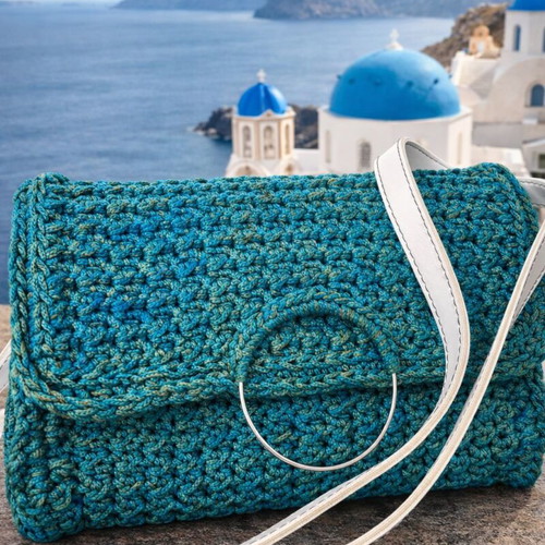 Handmade knitted bag Aegean Breeze new, crossbody, multicolor