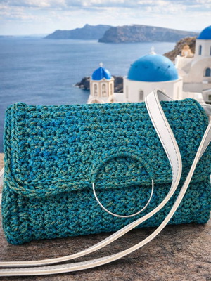 Χειροποίητη πλεκτή τσάντα Aegean Breeze καινούργιο, χιαστί, πολύχρωμη