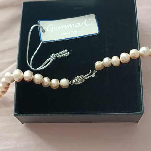 Gemma C Pearl Necklace New York with 925 Silver Clasp, New