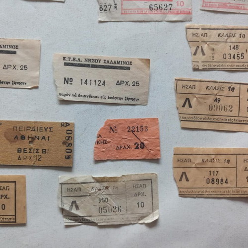 Old transportation tickets used, pack of 39 pieces