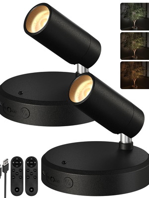 EZVALO Rechargeable Wireless Spotlights 2 pcs, 5500mAh, Black