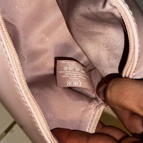 Dior make up bag, dusty pink with embossed logo
