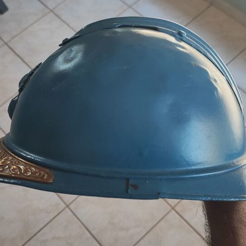 French World War I Adrian helmet used with commemorative plaque