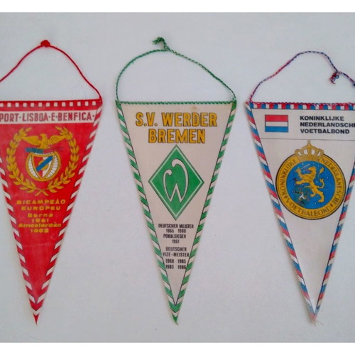 Sports pennants 1993 era Benfica, Werder Bremen, Netherlands national team