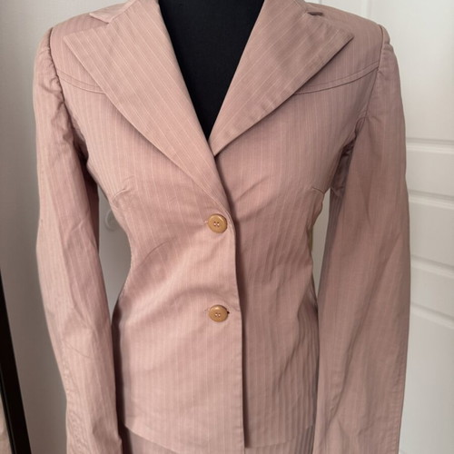 Kenté women's suit used, dusty pink pinstripe set with skirt