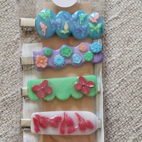 Handmade resin hair clips multicolor, new