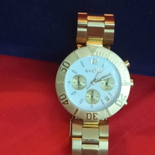 Oxette quartz stainless steel watch used, bronze tone bracelet