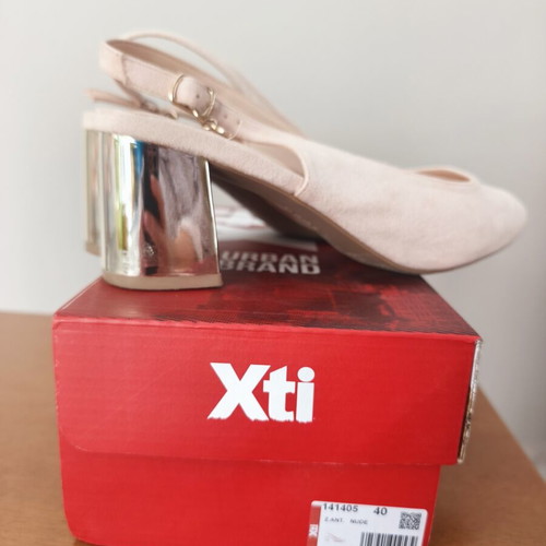 Xti Slingback shoes like new, nude with metallic heel, size 40