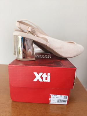 Xti Slingback shoes like new, nude with metallic heel, size 40