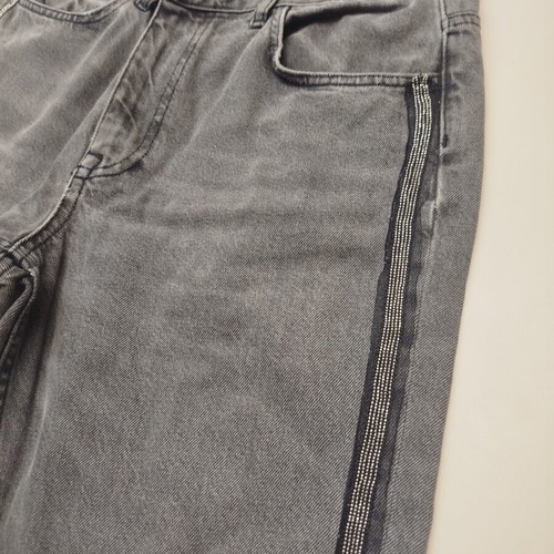 Acne Studios gray jeans like new with silver trim and frayed hem