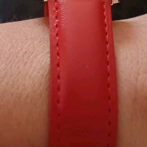 Loisir women's watch like new with red leather strap and rhinestones