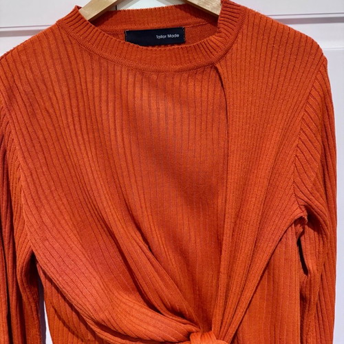 Tailor Made rib knit set blouse and pants like new, orange