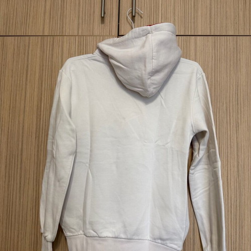Women's fleece-lined sweatshirt used, cream with red lining