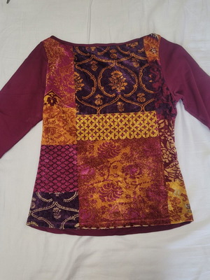 Danoff women's blouse, small, velvet front design