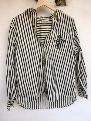 Fabienne Chapot striped shirt with grape embroidery like new