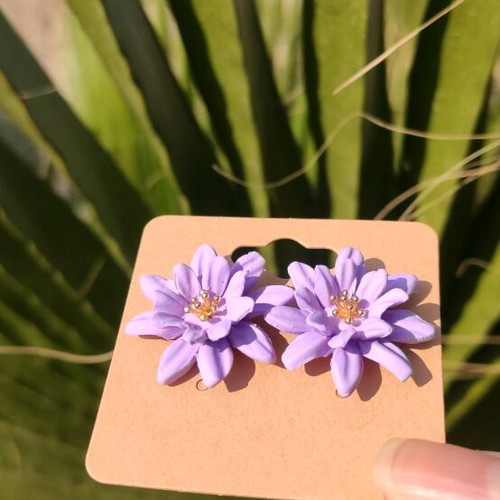 Handmade flower earrings new, purple and gold