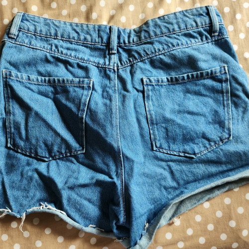 Stradivarius high-waist denim shorts like new, size 42, blue