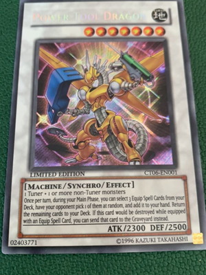 Power Tool Dragon Yu-Gi-Oh! card like new, secret rare vintage