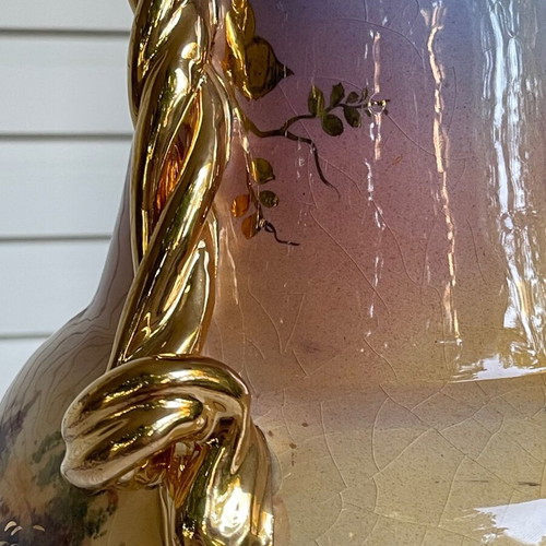 Italian porcelain vase antique used, hand-painted