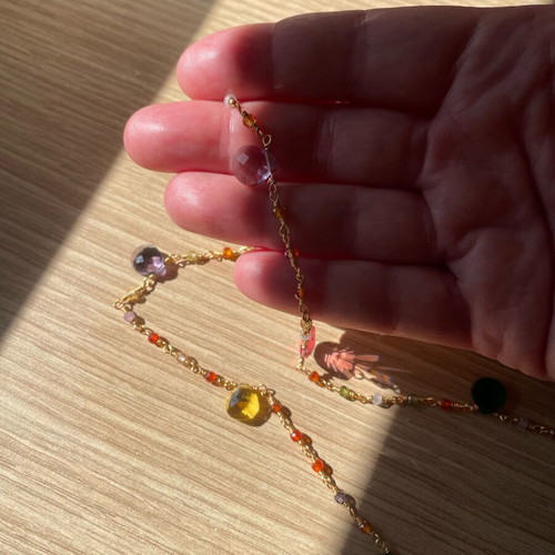 Jewelry set with colorful stones stainless steel gold plated like new
