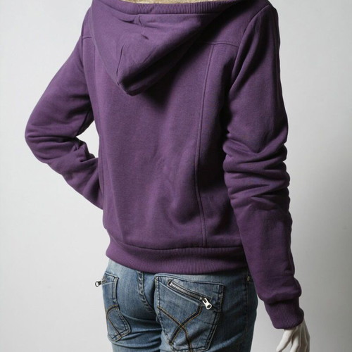 Women's purple hoodie sweatshirt with faux fur lining