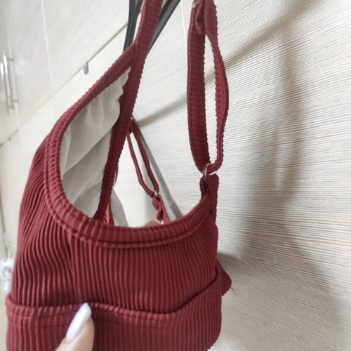 Decoro bikini set ribbed high waist swimwear new, wine red