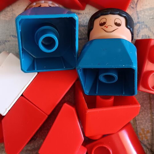 Set of large plastic building blocks with figures