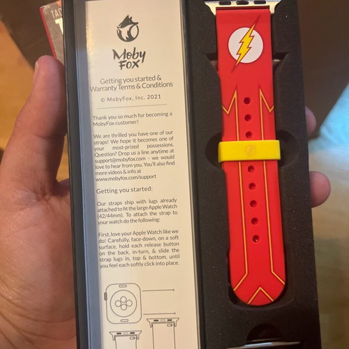 MobyFox DC Flash silicone watch band red for Fitbit Versa, Samsung Galaxy Watch, Apple Watch new