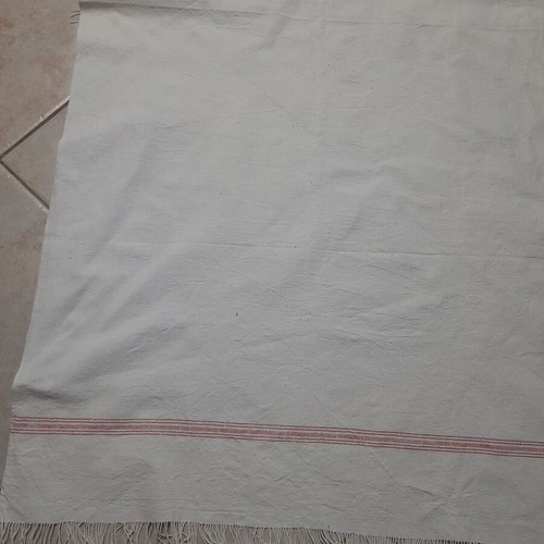 Handwoven towel with red stripes, like new, cotton 140x65 cm