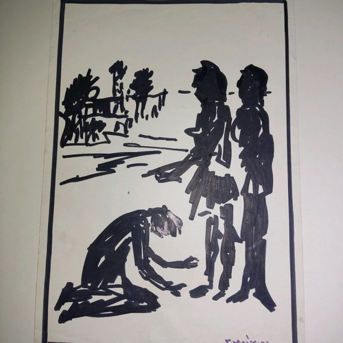 Georgios Mougios ink drawing used with black marker