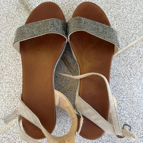 Migato platform sandals with rhinestones, grey silver