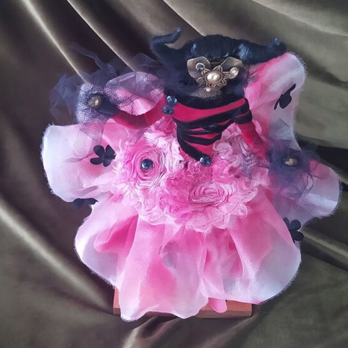 Handmade decorative doll Impala on wooden base new