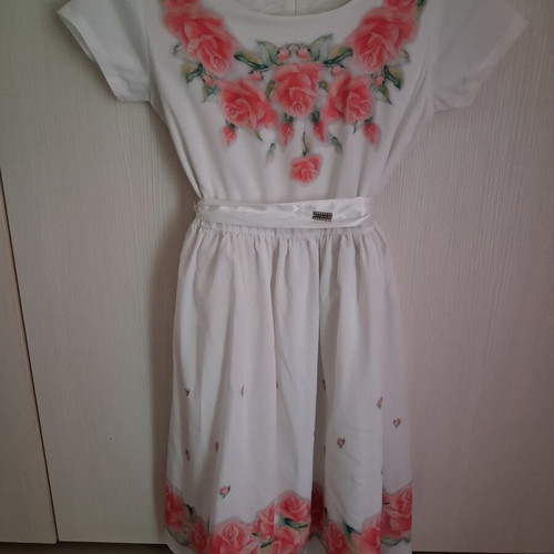 Evita Official Girls' Dress with Bolero like new, white and coral